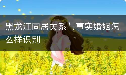 黑龙江同居关系与事实婚姻怎么样识别