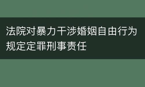 法院对暴力干涉婚姻自由行为规定定罪刑事责任