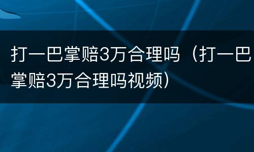 打一巴掌赔3万合理吗（打一巴掌赔3万合理吗视频）