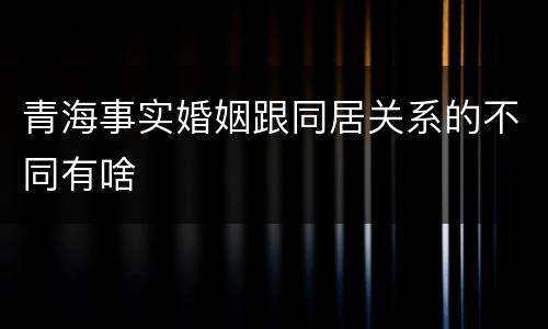 青海事实婚姻跟同居关系的不同有啥