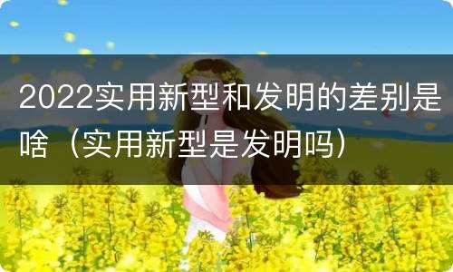 2022实用新型和发明的差别是啥（实用新型是发明吗）