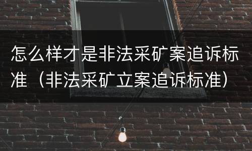 怎么样才是非法采矿案追诉标准（非法采矿立案追诉标准）
