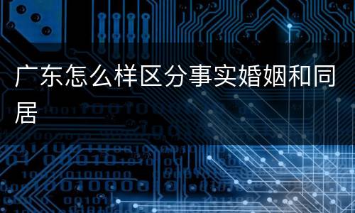 广东怎么样区分事实婚姻和同居