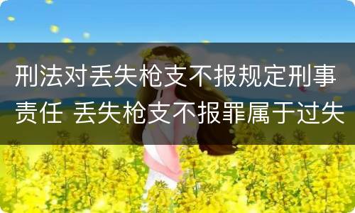 刑法对丢失枪支不报规定刑事责任 丢失枪支不报罪属于过失犯罪吗