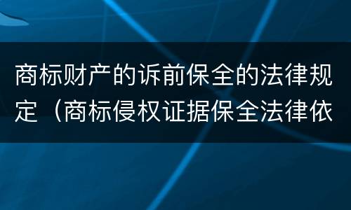商标财产的诉前保全的法律规定（商标侵权证据保全法律依据）
