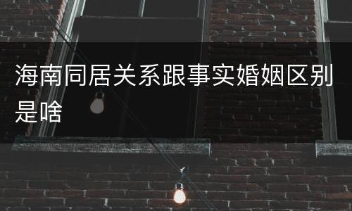 海南同居关系跟事实婚姻区别是啥