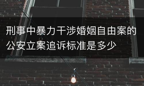 刑事中暴力干涉婚姻自由案的公安立案追诉标准是多少