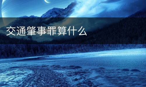 交通肇事罪算什么