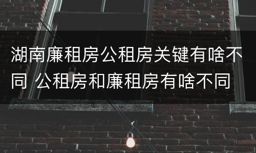 湖南廉租房公租房关键有啥不同 公租房和廉租房有啥不同
