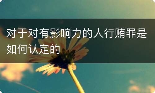 对于对有影响力的人行贿罪是如何认定的