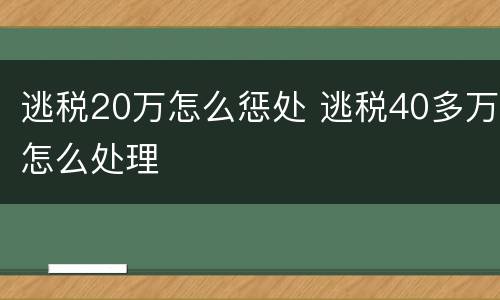 逃税20万怎么惩处 逃税40多万怎么处理