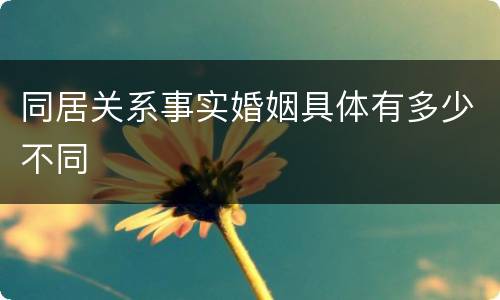 同居关系事实婚姻具体有多少不同