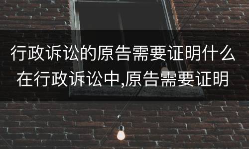 行政诉讼的原告需要证明什么 在行政诉讼中,原告需要证明的是