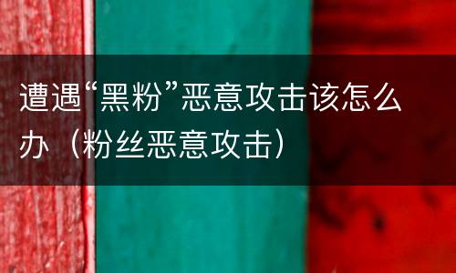 遭遇“黑粉”恶意攻击该怎么办（粉丝恶意攻击）