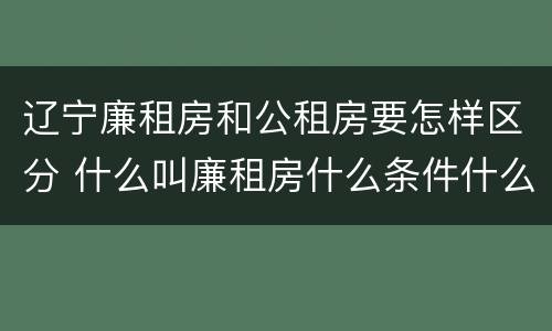 辽宁廉租房和公租房要怎样区分 什么叫廉租房什么条件什么叫公租房