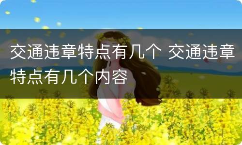 交通违章特点有几个 交通违章特点有几个内容