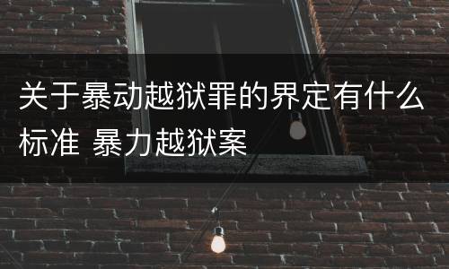 关于暴动越狱罪的界定有什么标准 暴力越狱案