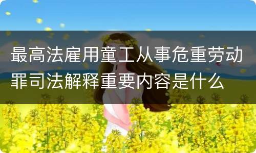 最高法雇用童工从事危重劳动罪司法解释重要内容是什么