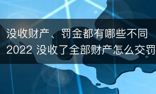 没收财产、罚金都有哪些不同2022 没收了全部财产怎么交罚款
