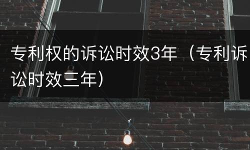 专利权的诉讼时效3年（专利诉讼时效三年）