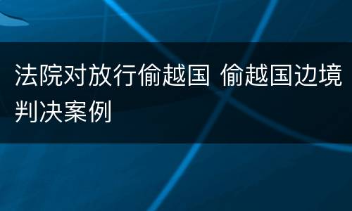 法院对放行偷越国 偷越国边境判决案例