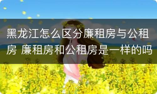 黑龙江怎么区分廉租房与公租房 廉租房和公租房是一样的吗