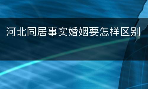 河北同居事实婚姻要怎样区别