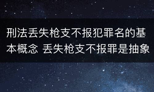 刑法丢失枪支不报犯罪名的基本概念 丢失枪支不报罪是抽象危险犯吗