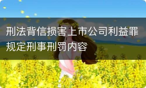刑法背信损害上市公司利益罪规定刑事刑罚内容