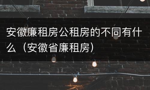 安徽廉租房公租房的不同有什么（安徽省廉租房）