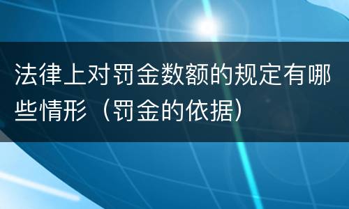 法律上对罚金数额的规定有哪些情形（罚金的依据）