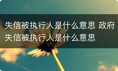 失信被执行人是什么意思 政府失信被执行人是什么意思