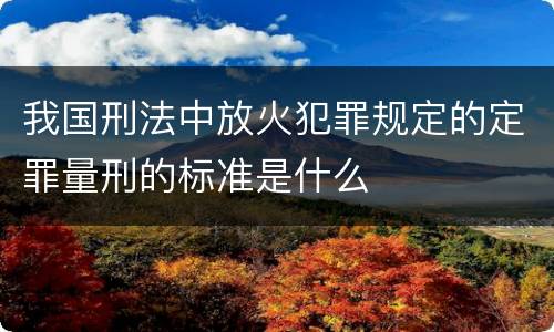 我国刑法中放火犯罪规定的定罪量刑的标准是什么