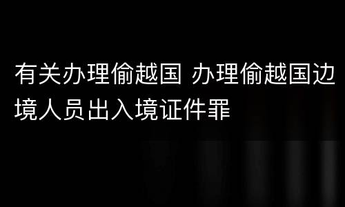 有关办理偷越国 办理偷越国边境人员出入境证件罪