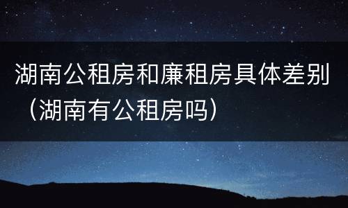 湖南公租房和廉租房具体差别（湖南有公租房吗）
