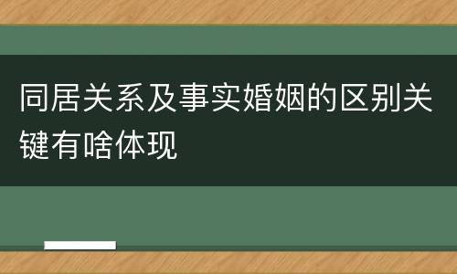 同居关系及事实婚姻的区别关键有啥体现