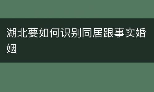 湖北要如何识别同居跟事实婚姻