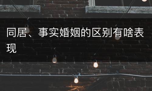 同居、事实婚姻的区别有啥表现