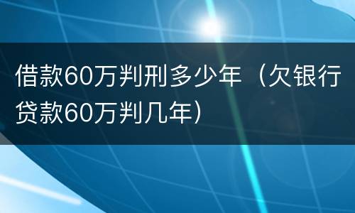 借款60万判刑多少年（欠银行贷款60万判几年）