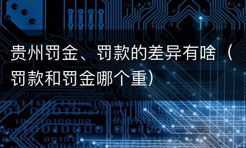 贵州罚金、罚款的差异有啥（罚款和罚金哪个重）