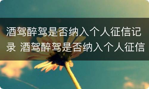 酒驾醉驾是否纳入个人征信记录 酒驾醉驾是否纳入个人征信记录了