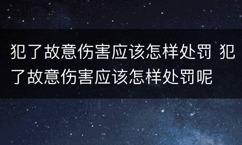 犯了故意伤害应该怎样处罚 犯了故意伤害应该怎样处罚呢