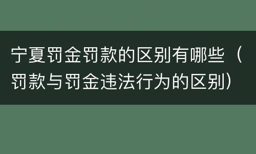 宁夏罚金罚款的区别有哪些（罚款与罚金违法行为的区别）
