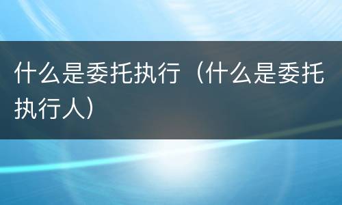 什么是委托执行（什么是委托执行人）