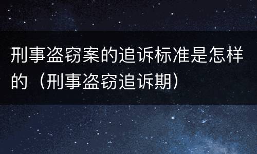 刑事盗窃案的追诉标准是怎样的（刑事盗窃追诉期）