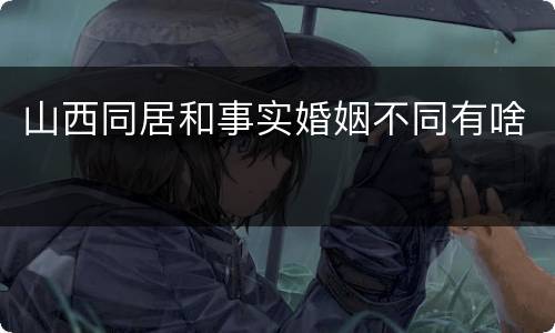 山西同居和事实婚姻不同有啥