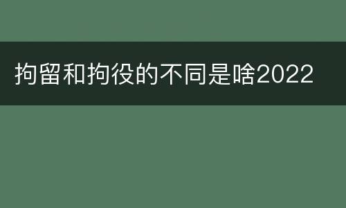 拘留和拘役的不同是啥2022