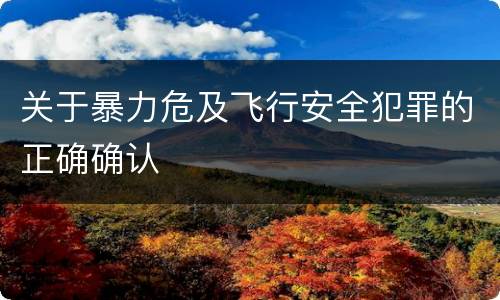 关于暴力危及飞行安全犯罪的正确确认