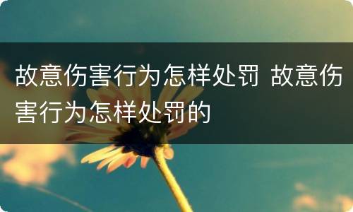 故意伤害行为怎样处罚 故意伤害行为怎样处罚的
