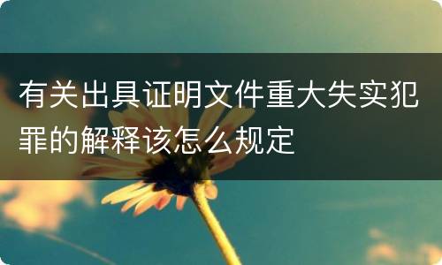 有关出具证明文件重大失实犯罪的解释该怎么规定